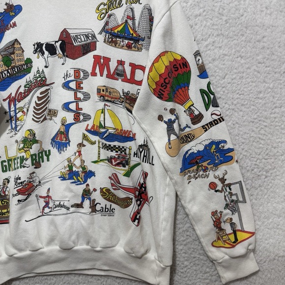 VTG Everything Wisconsin Mens Sz M Inlet Bay Made in USA Graphic Sweatshirt - Picture 6 of 14